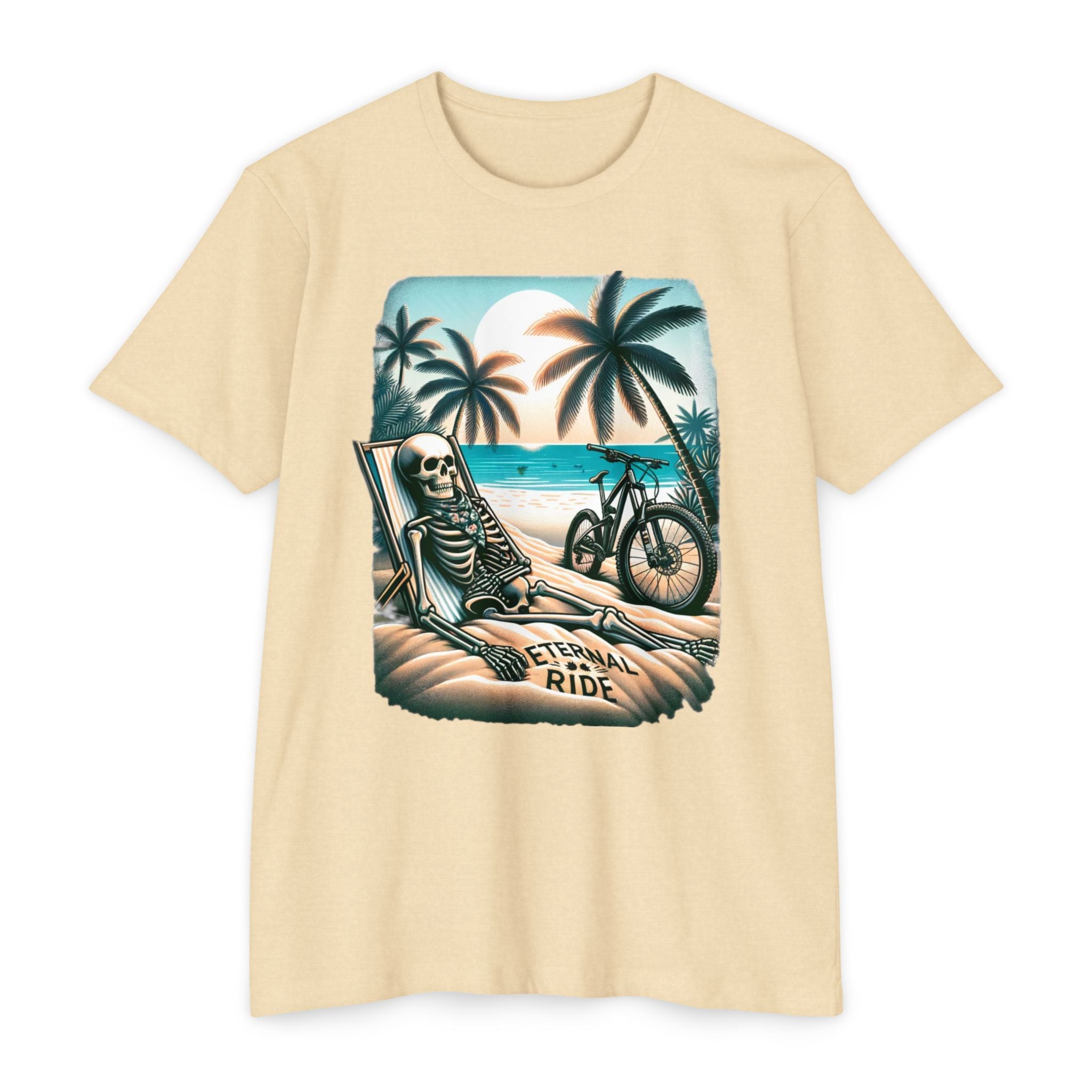 Eternal Ride – Single Track Dreamer Skeleton Beach Men's CVC Jersey T-Shirt