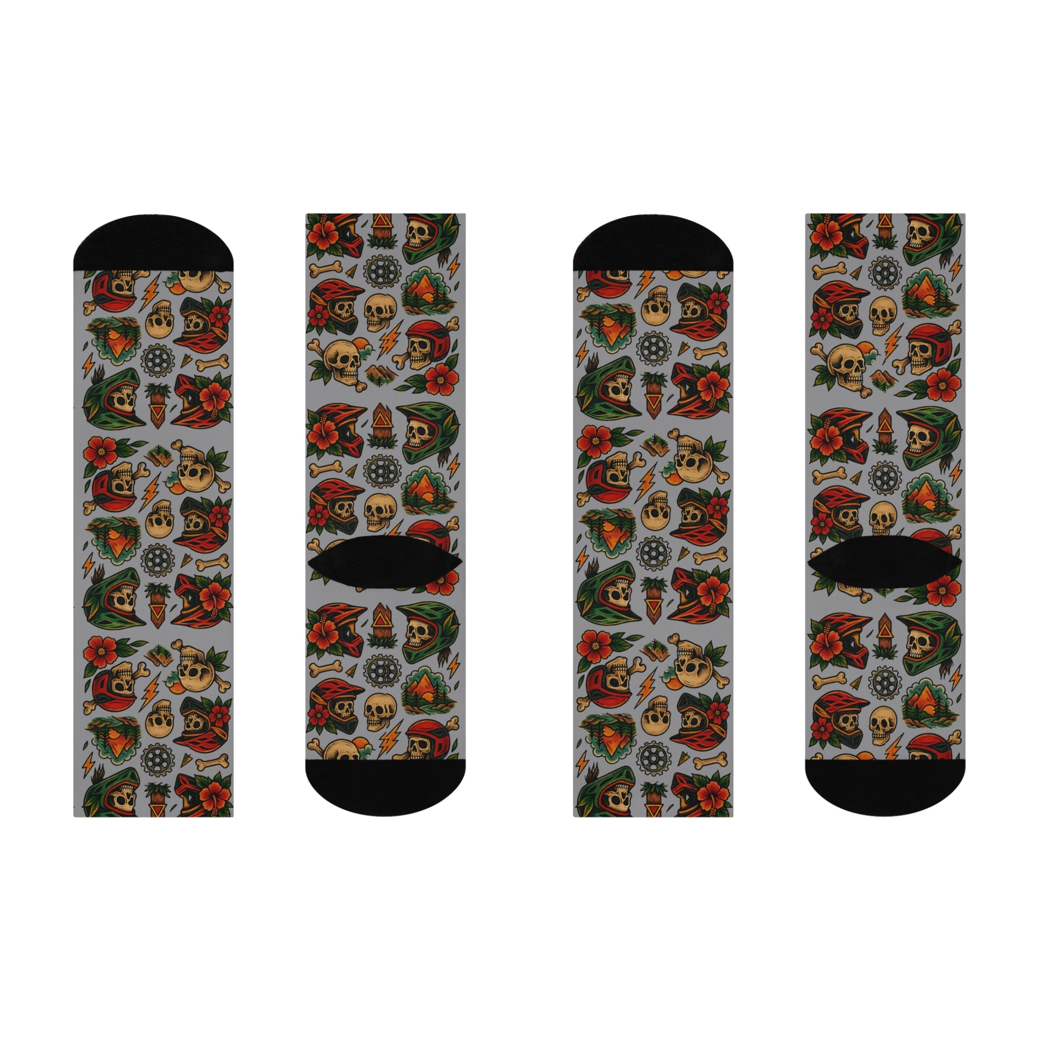 Vintage Skull  Cushioned Crew Socks – Casual Comfort