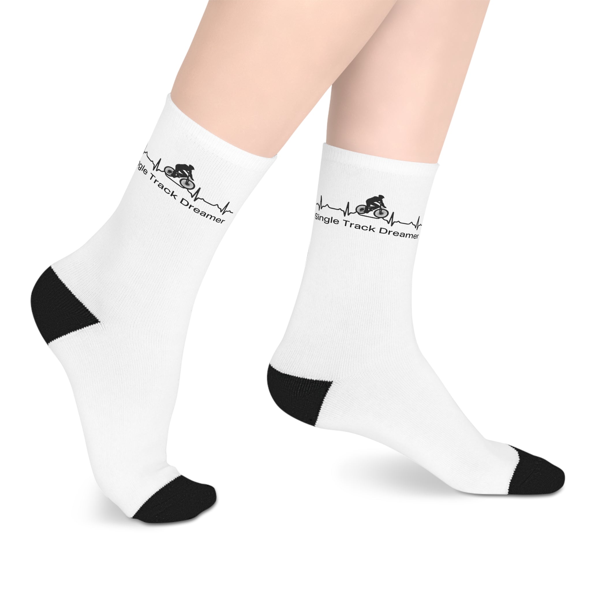 Single Track Dreamer MTB Heartbeat Crew Socks – Mountain Bike Riding Socks