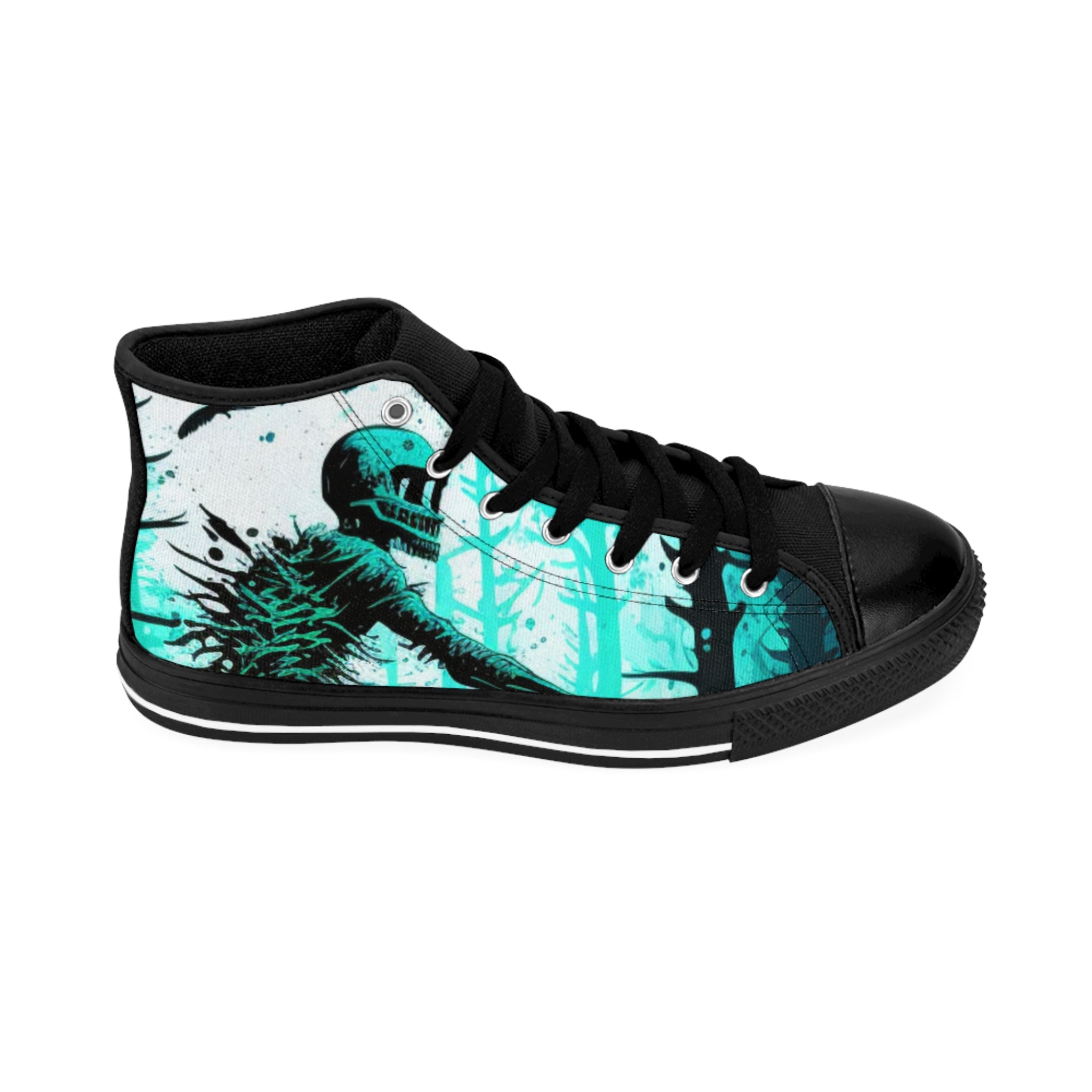 Men’s MTB Forest Splash High-Top Sneakers – Bold Rider Art, Durable Nylon Canvas