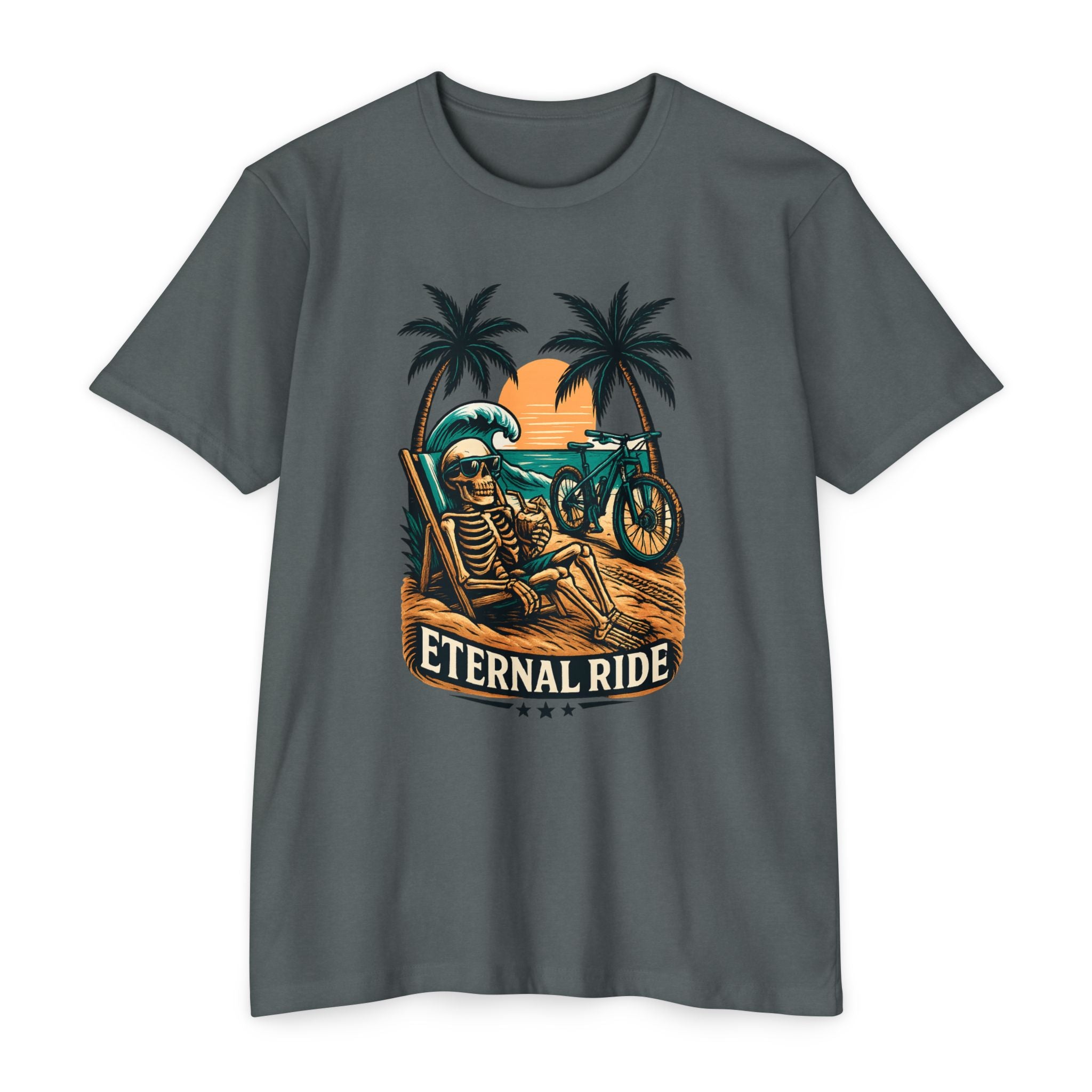 Eternal Ride – Single Track Dreamer Skeleton Beach Men's CVC Jersey T-Shirt