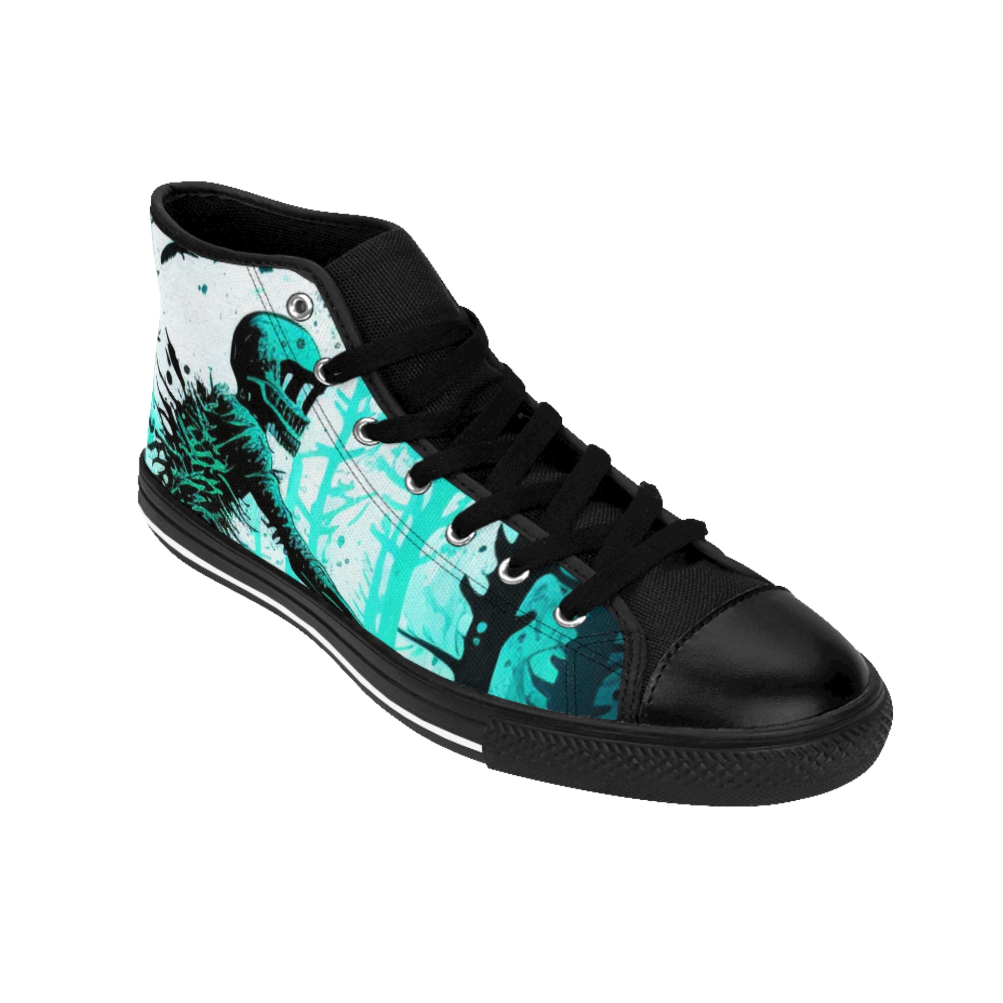 Men’s MTB Forest Splash High-Top Sneakers – Bold Rider Art, Durable Nylon Canvas