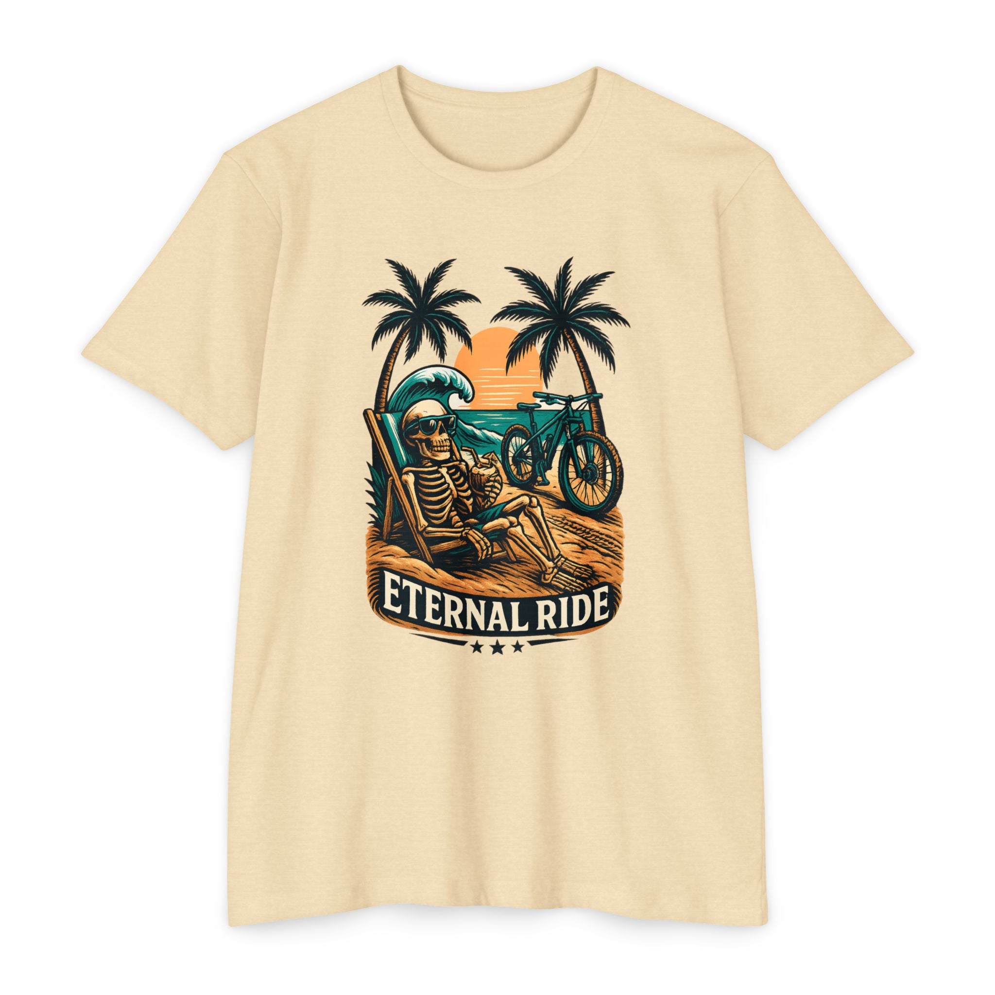 Eternal Ride – Single Track Dreamer Skeleton Beach Men's CVC Jersey T-Shirt