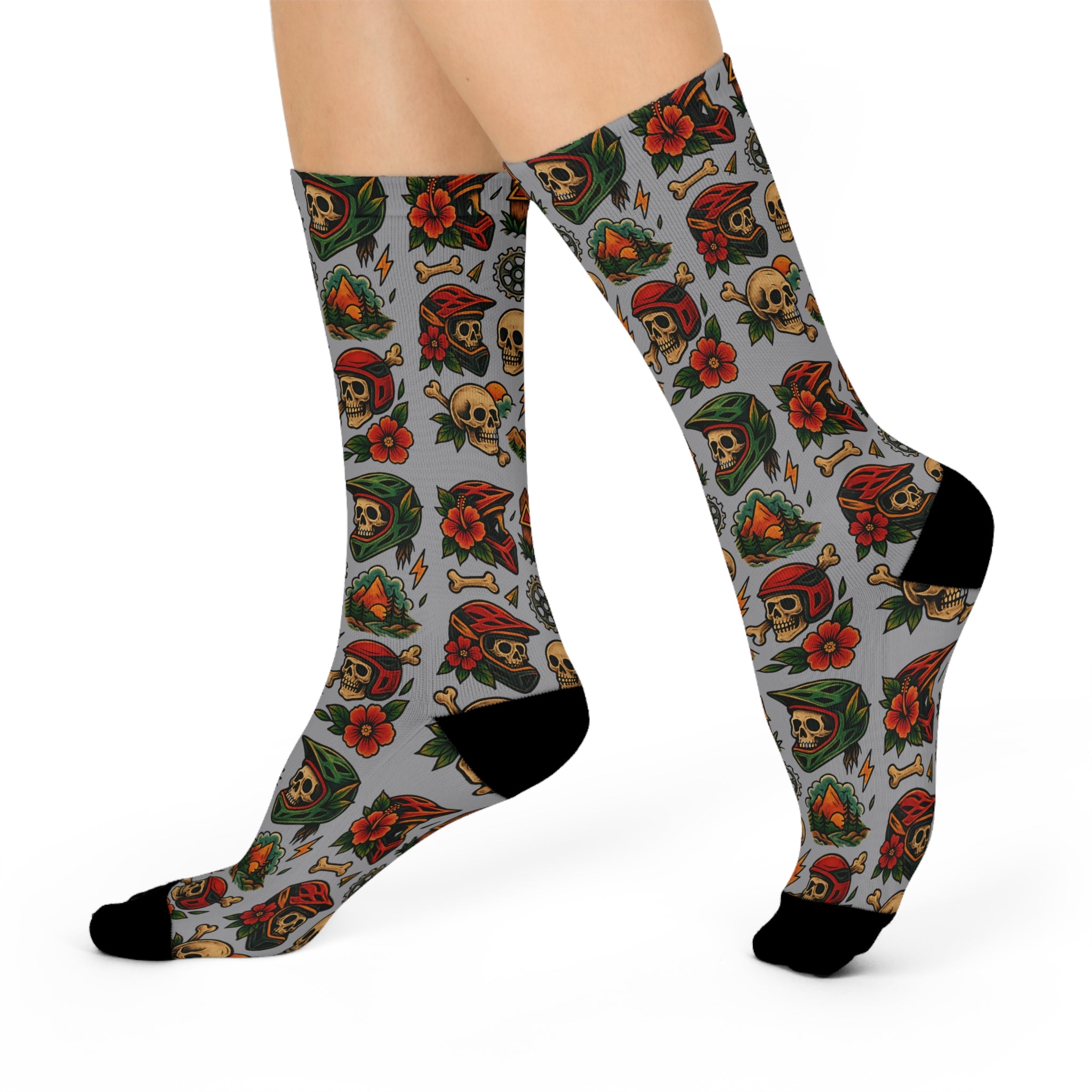 Vintage Skull  Cushioned Crew Socks – Casual Comfort