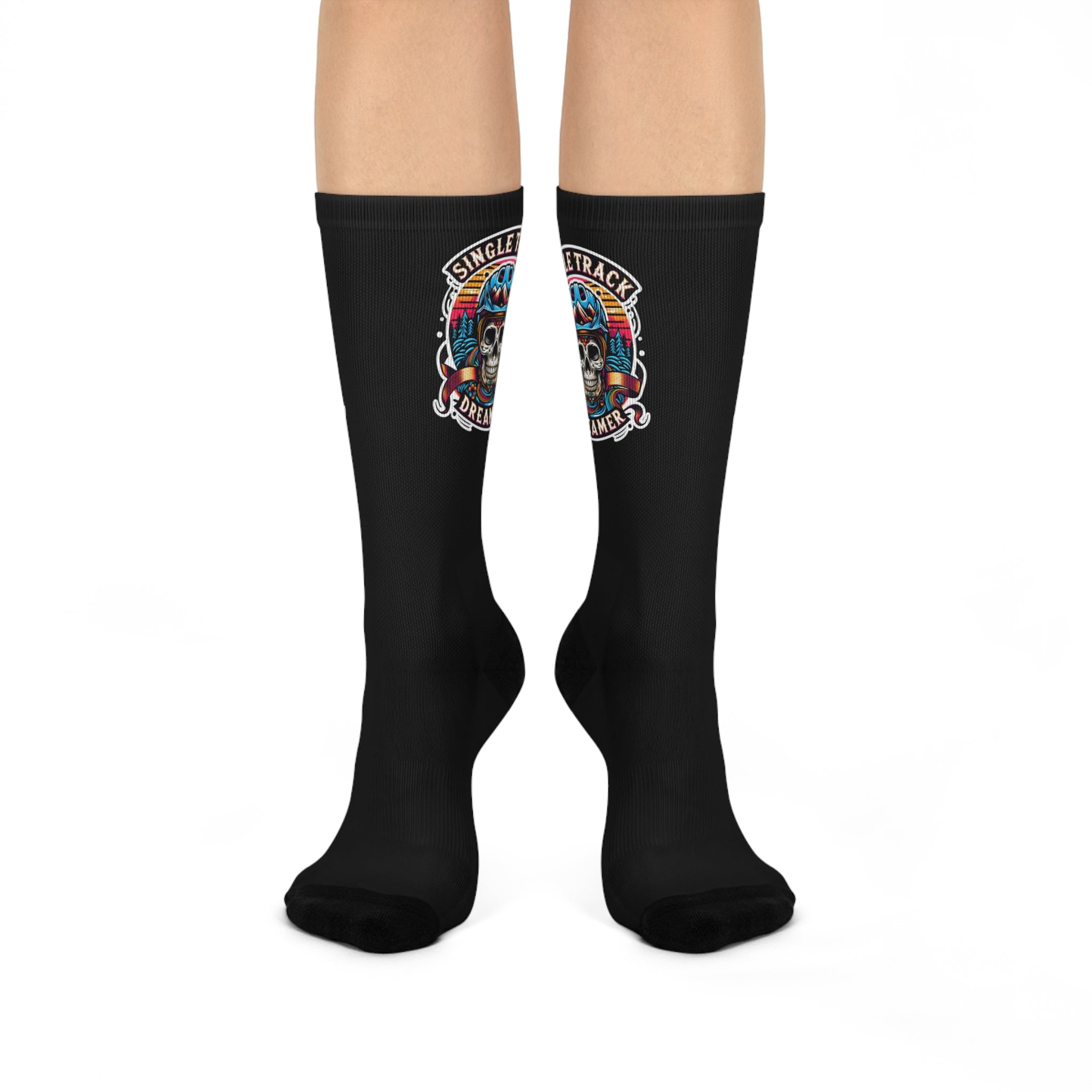 MTB Socks | Single Track Dreamer Skull, Black