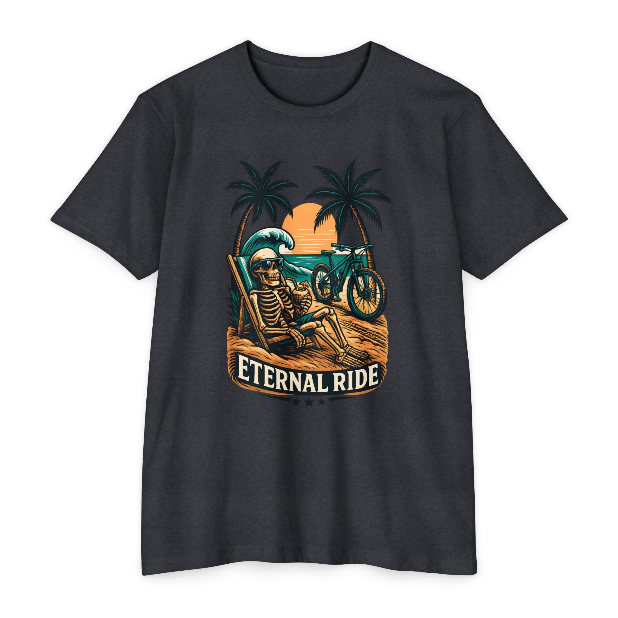 Eternal Ride – Single Track Dreamer Skeleton Beach Men's CVC Jersey T-Shirt