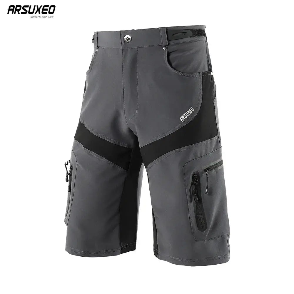 a gray shorts with a zipper pocket