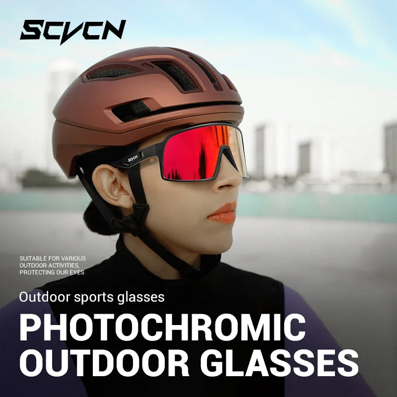 High Impact Resistance - UV400 Cycling Lenses with red tint, designed for outdoor sports and cycling with full UV protection and glare reduction.