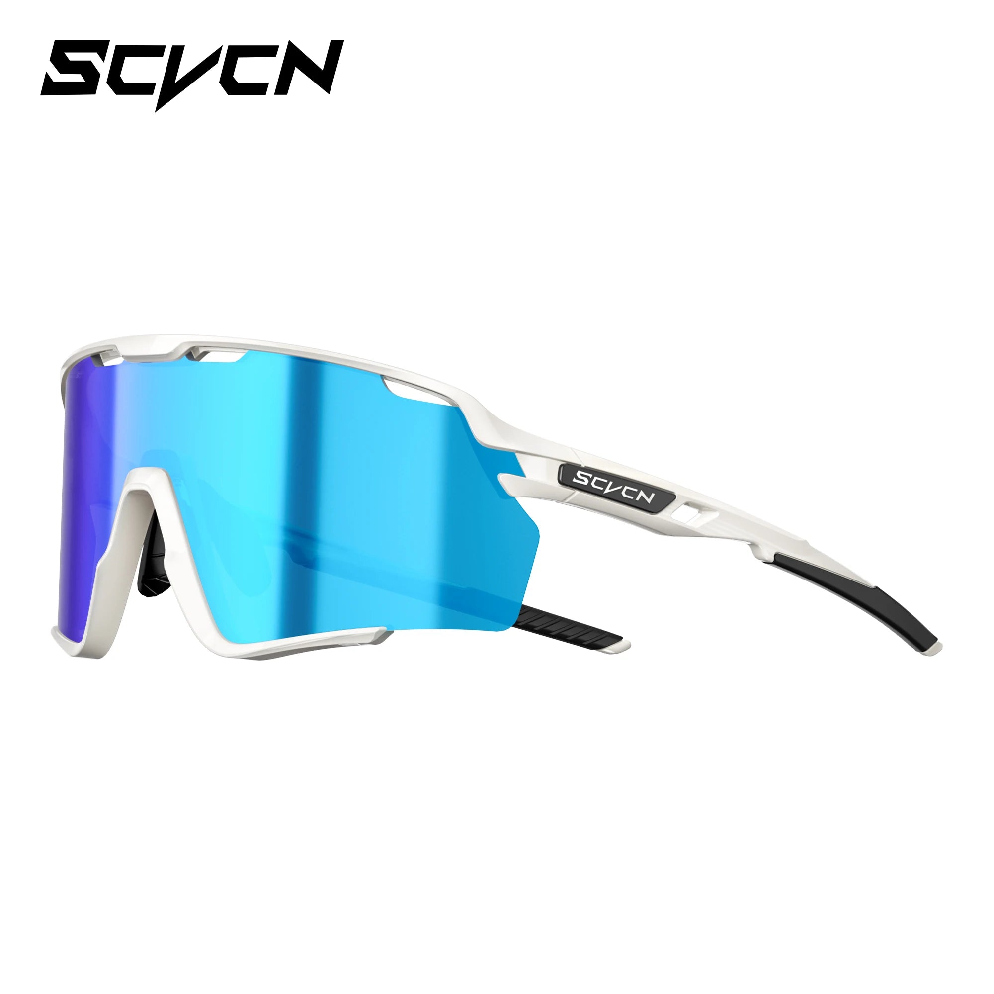 Cycling glasses with UV400 protection and blue mirrored lens, featuring TR90 frame and adjustable fit for outdoor sports and cycling use.