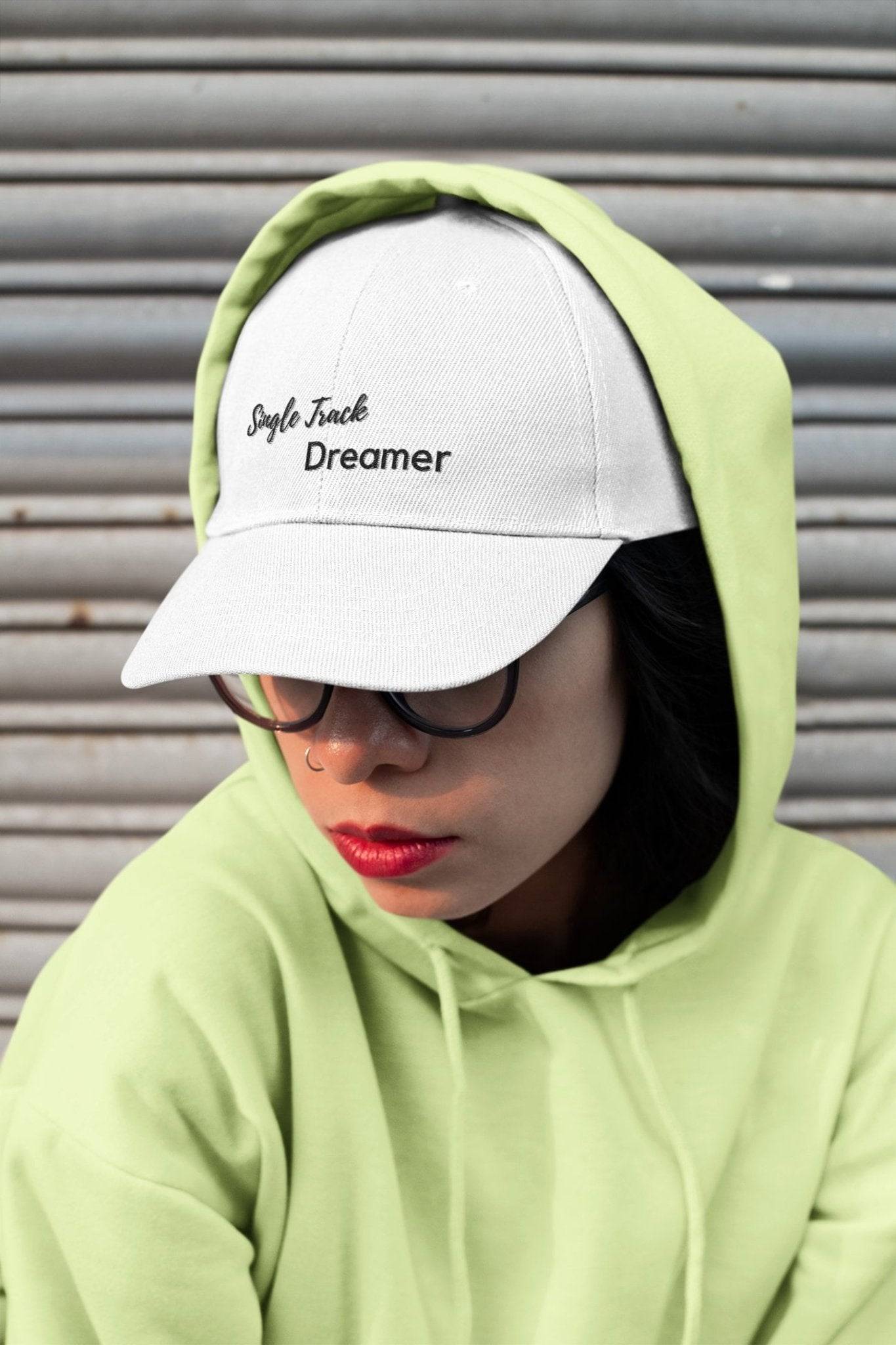 BASEBALL CAP | SINGLE TRACK DREAMER | WHITE | ADJUSTABLE VELCRO STRAP - Single Track Dreamer