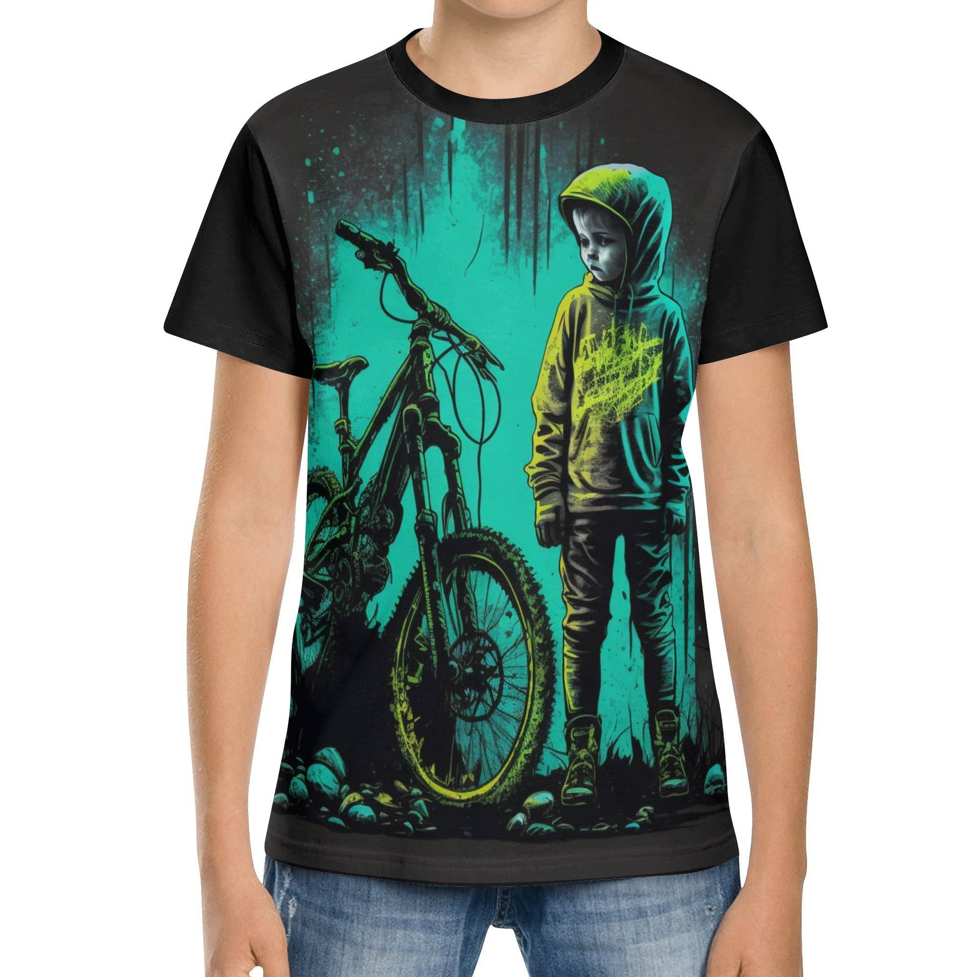 BOYS MTB TSHIRT | BOY WITH MTB | BLACK | XS - XL - Single Track Dreamer