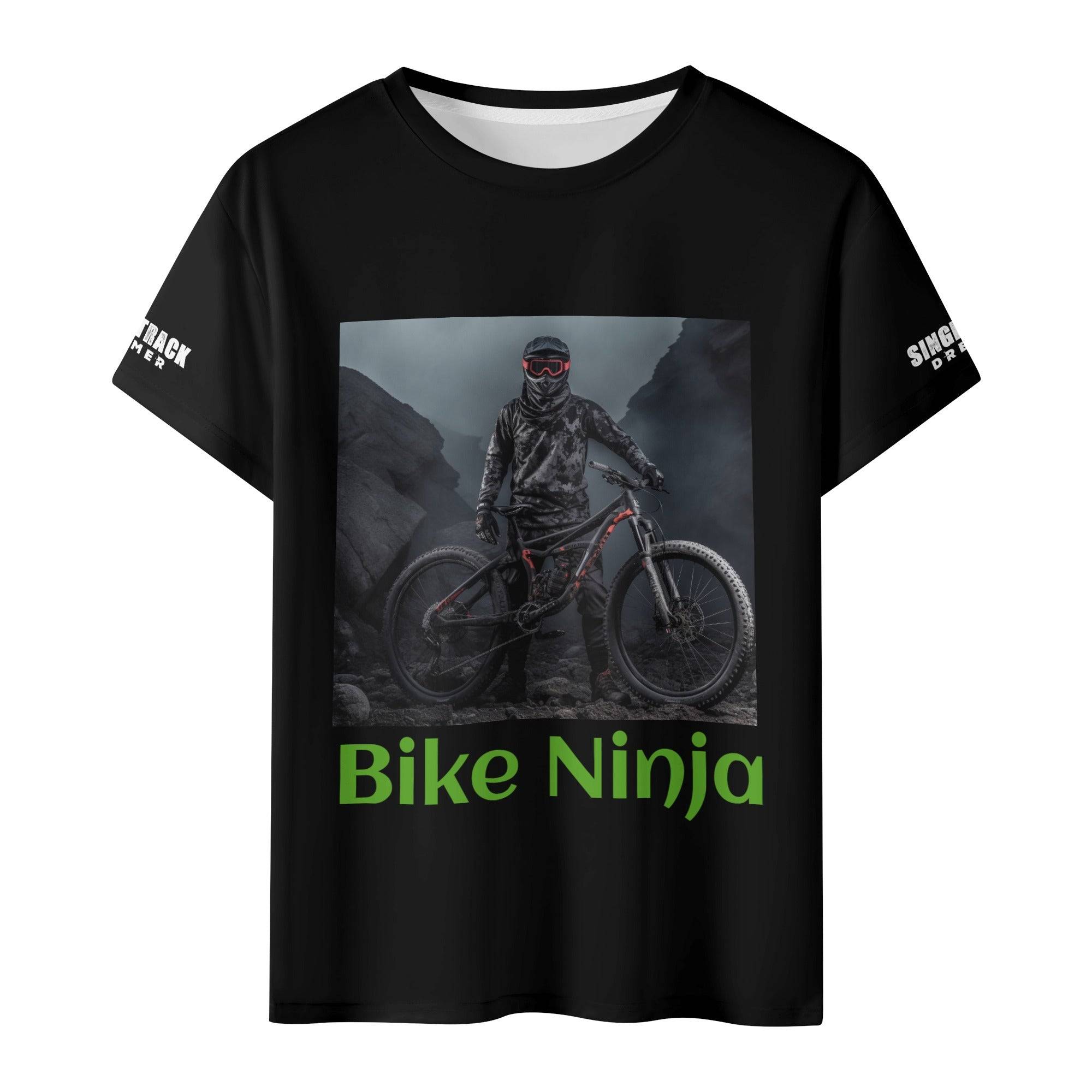 BOYS T SHIRT | BIKE NINJA | BLACK | XS - XL - Single Track Dreamer