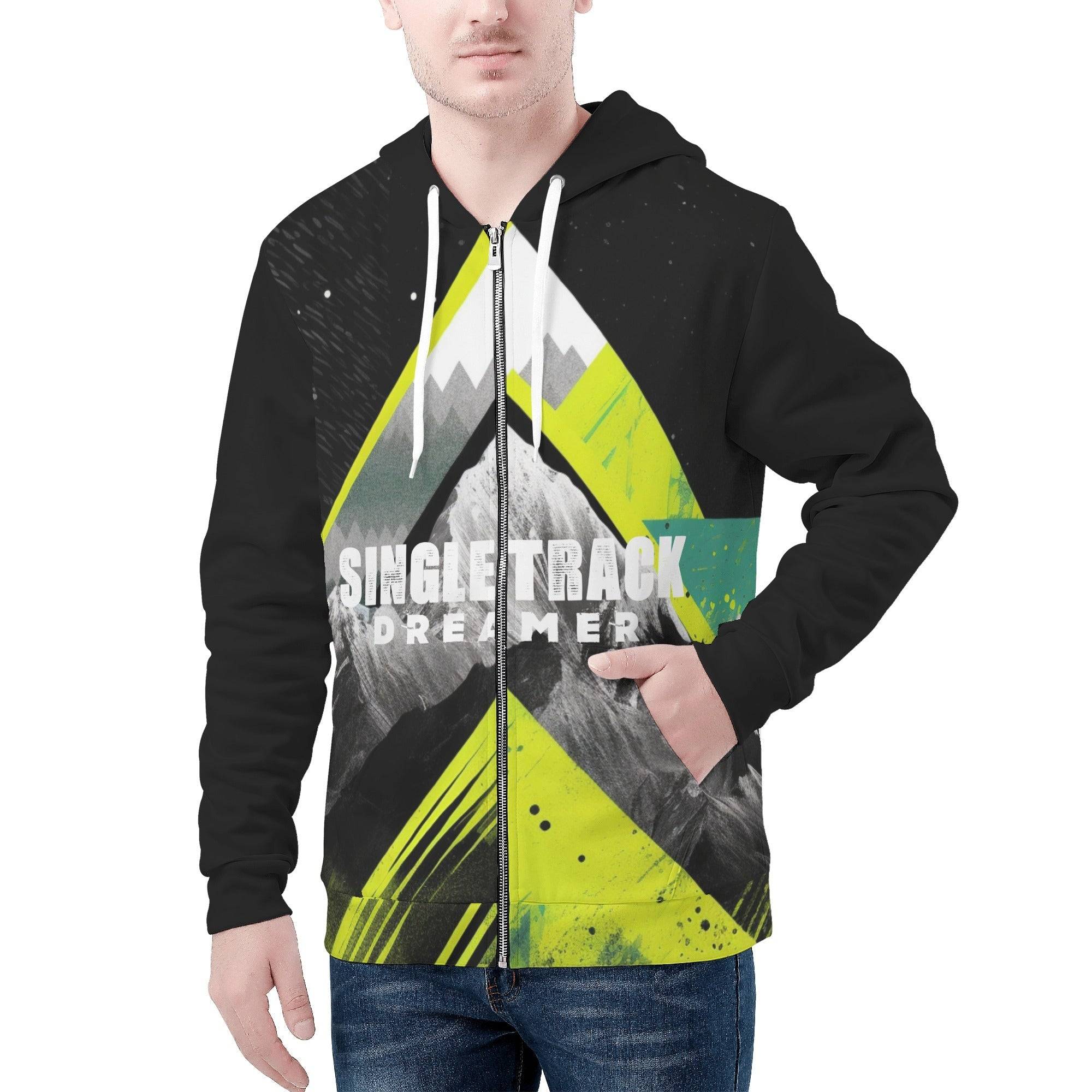 HOODIE | MOUNTAIN DESIGN | BLACK | S - 4XL - Single Track Dreamer