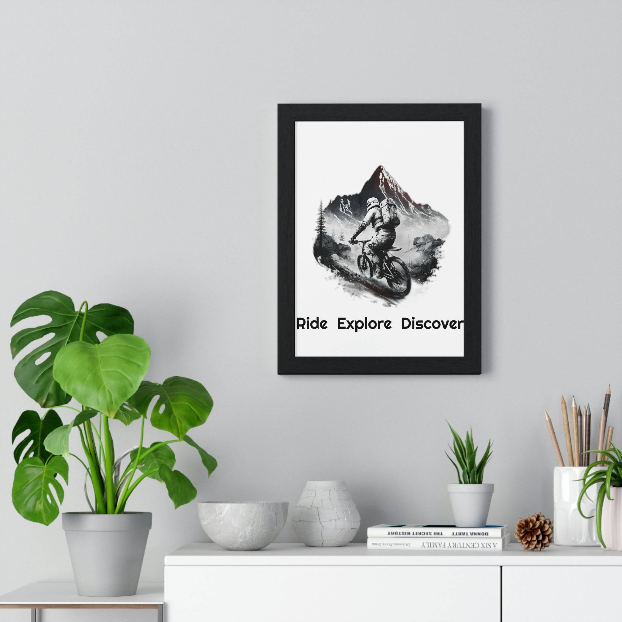 Premium Framed Vertical Poster - MTB Rider - Single Track Dreamer