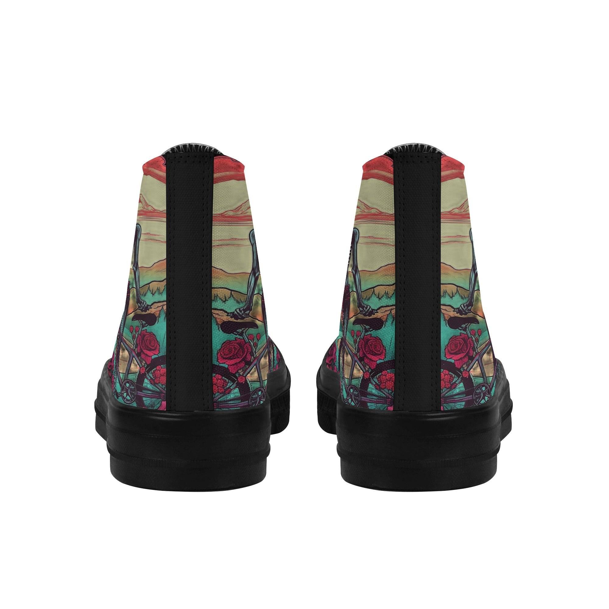 Women's Classic Black High Top Canvas Shoes - Single Track Dreamer
