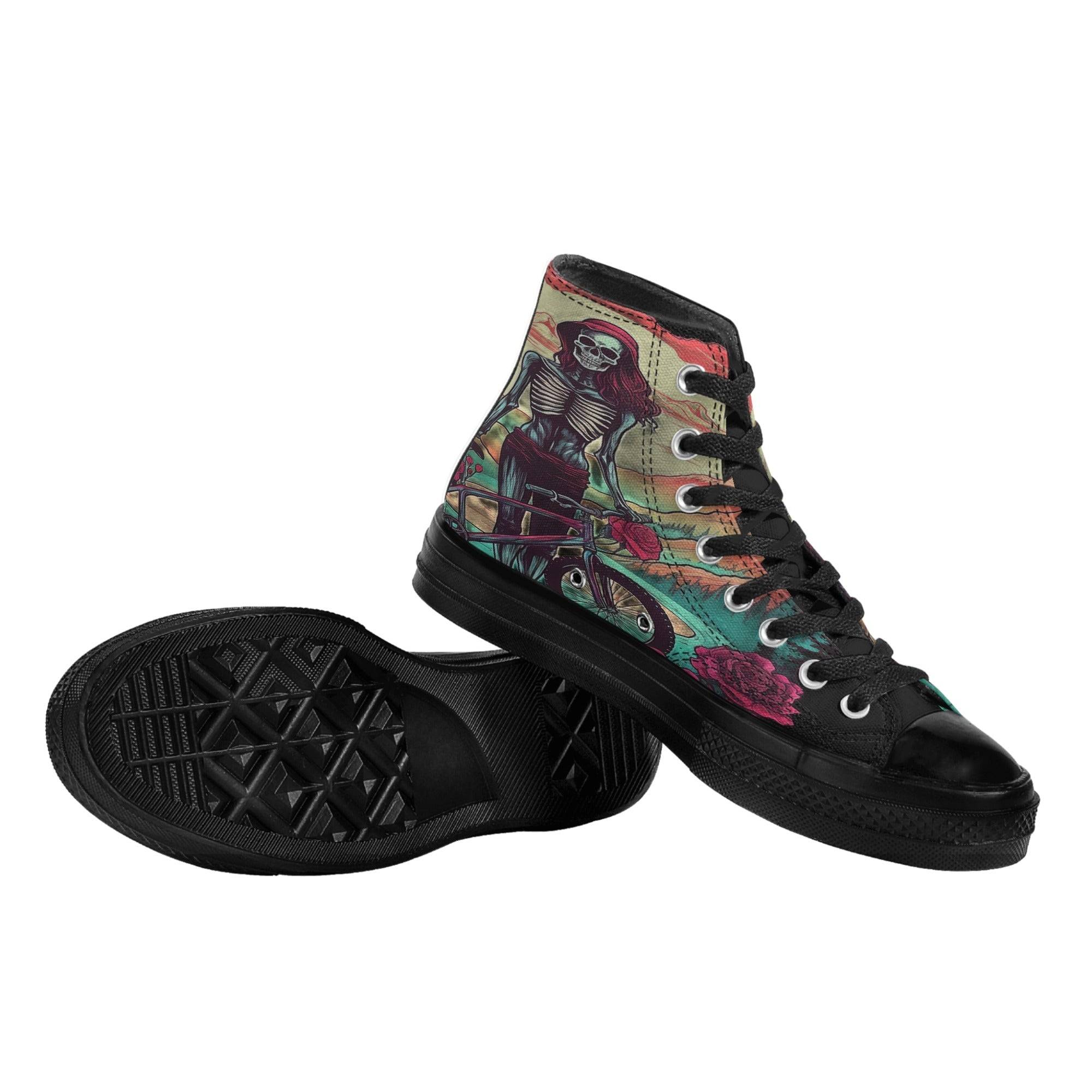 Women's Classic Black High Top Canvas Shoes - Single Track Dreamer