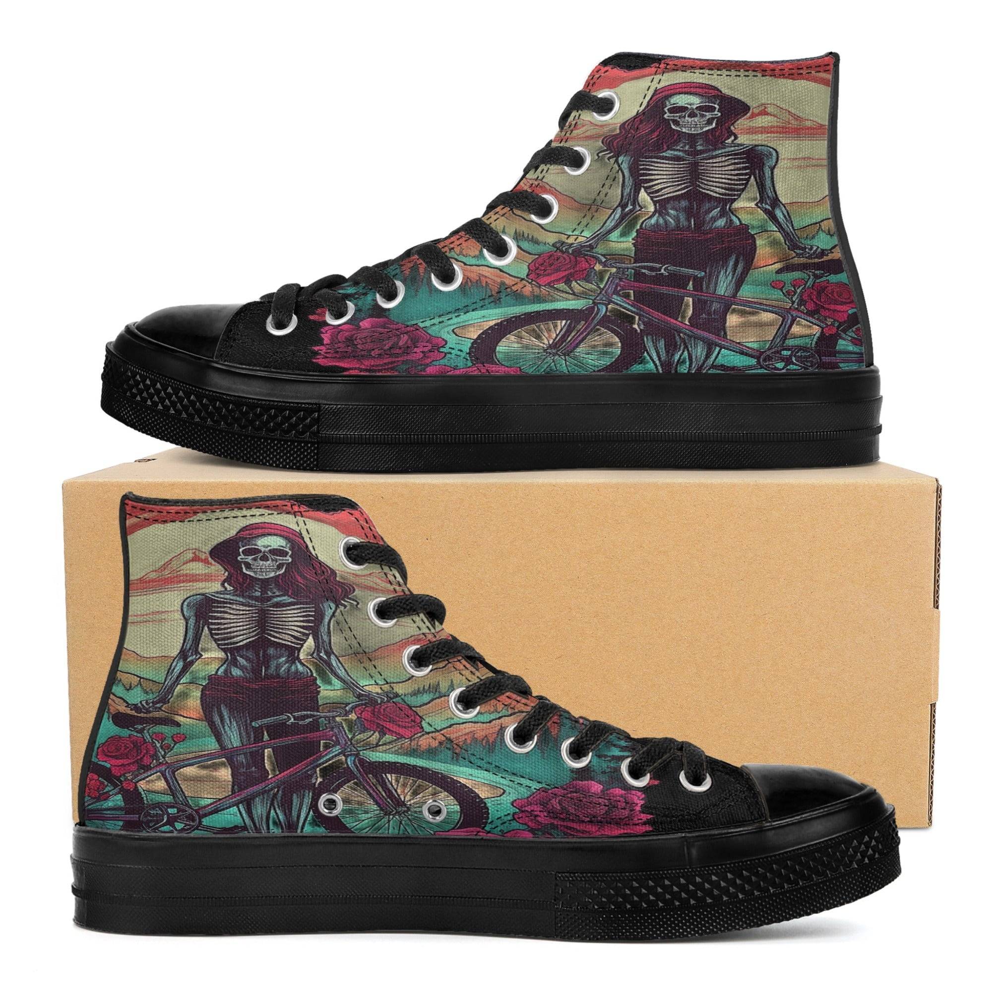 Women's Classic Black High Top Canvas Shoes - Single Track Dreamer