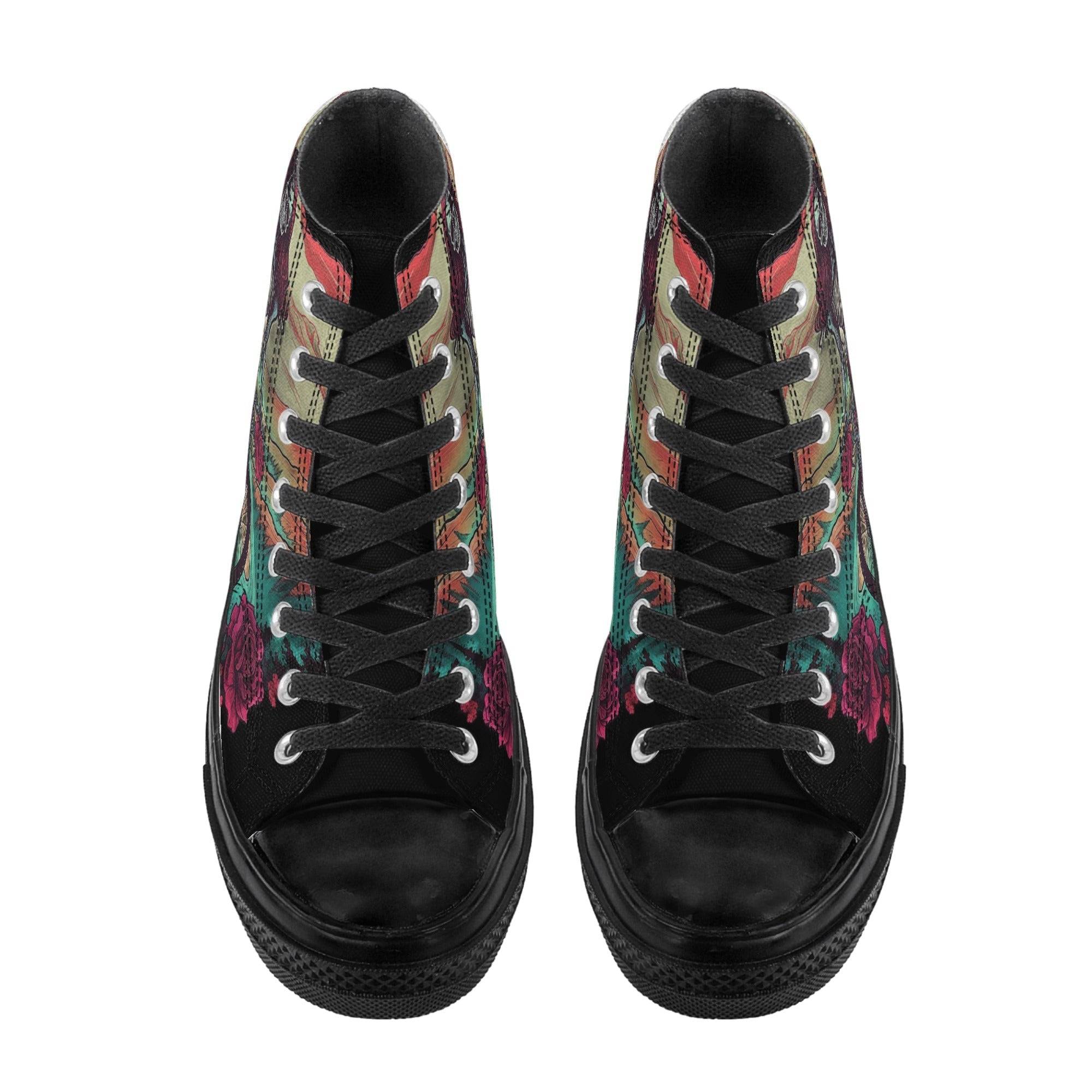 Women's Classic Black High Top Canvas Shoes - Single Track Dreamer