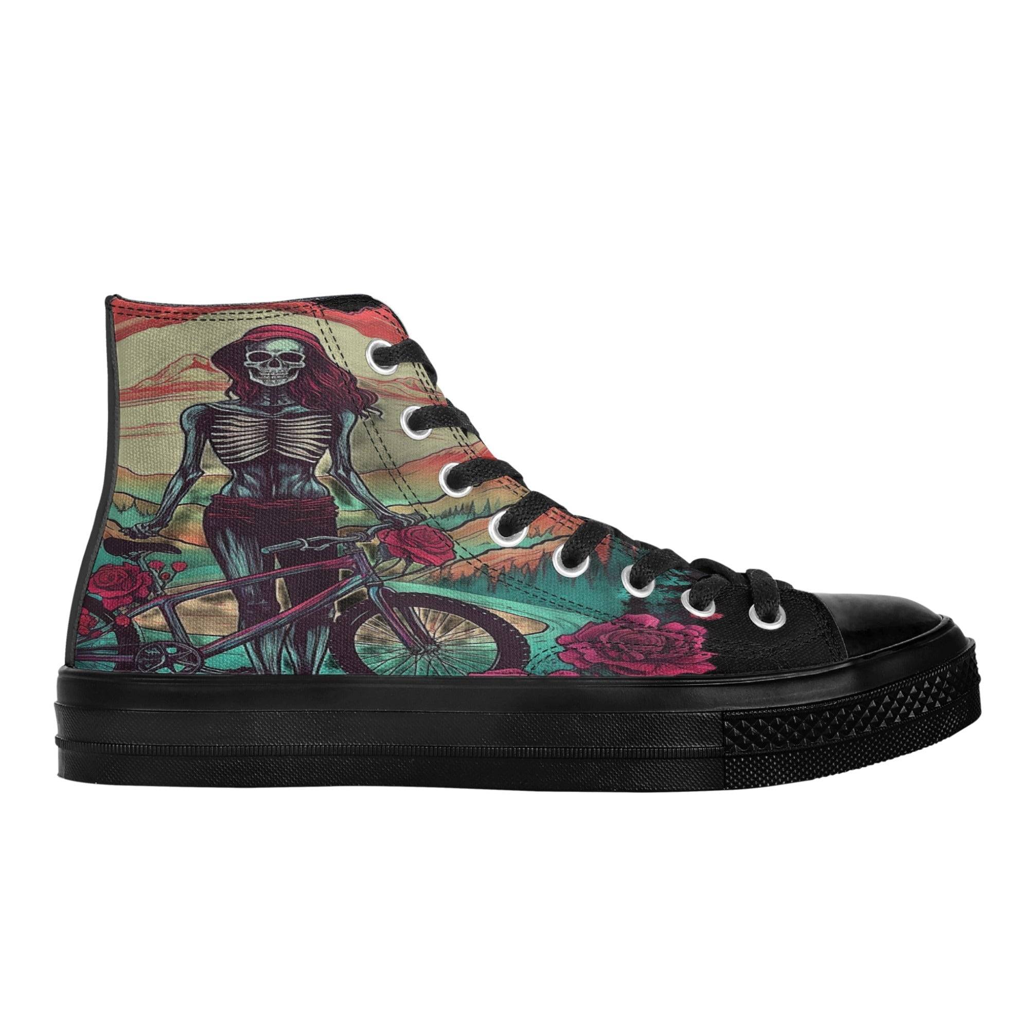 Women's Classic Black High Top Canvas Shoes - Single Track Dreamer