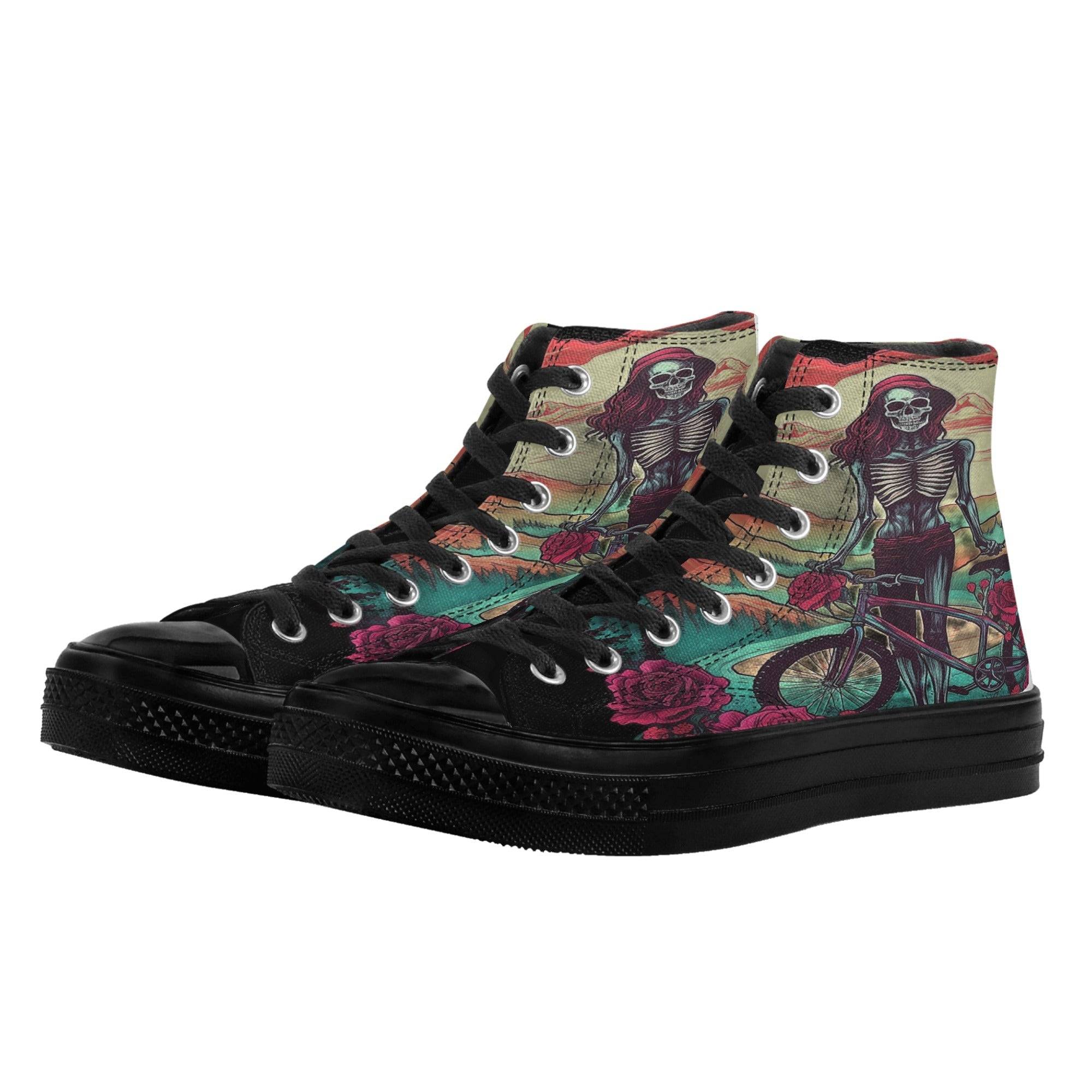 Women's Classic Black High Top Canvas Shoes - Single Track Dreamer